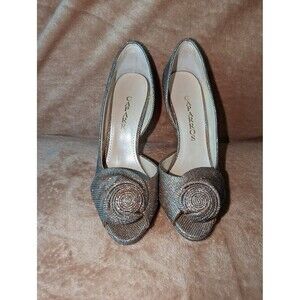 Caparros Size 6.5 Champagne Sparkle Baldwin Formal Peep Toe D' Orsay Heels